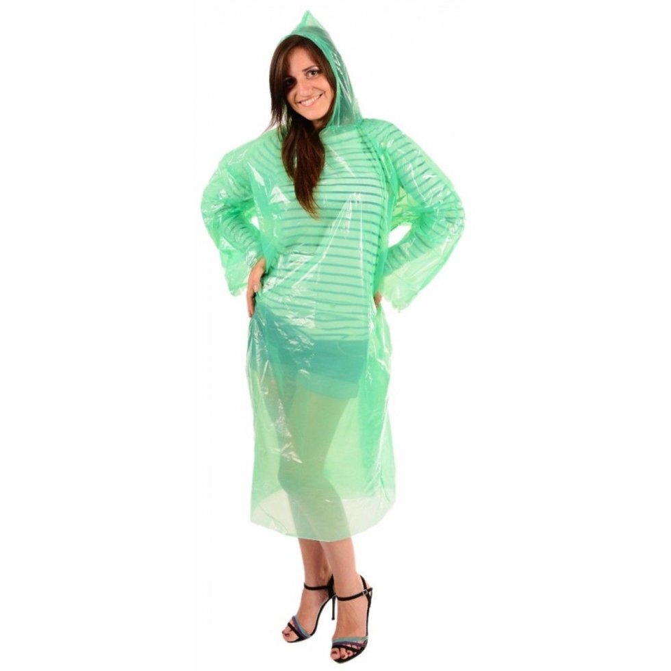 Дождевик-пончо (80 - 120 см) зеленый с капюшоном tr - 170390 - описание