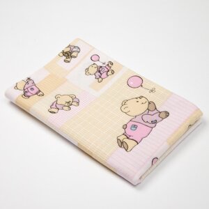 Пелёнка Крошка Я "Мишка с шариком" 75*120 см, фланель,160 г/м2,100% хлопок