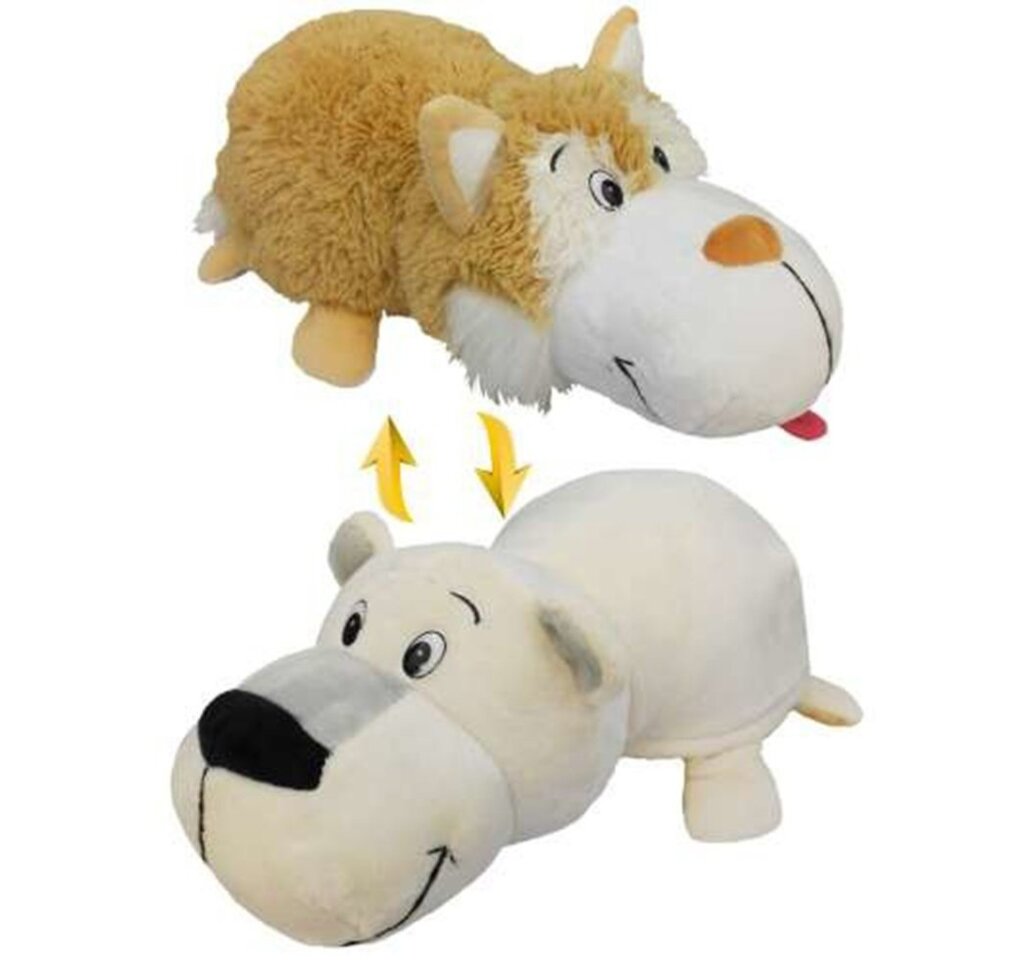 Мягкая игрушка 1Toy Вывернушка 2 в 1 - Бежевый хаски-полярный медведь, 40 см (Т12332) - интернет магазин