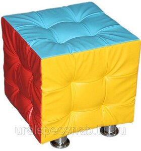Пуф кубик с утяжкой на хромированных ножках (350*350*400 мм)