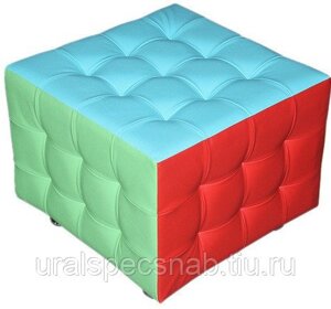 Пуф кубик с утяжкой на хромированных ножках (500*500*400 мм)