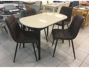 Стол кухонный раздвижной из бука со стеклом 80х130 (10) Арка 2р венге