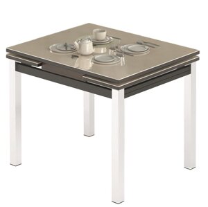 Стол кухонный раздвижной со стеклом 90х70 (144) Париж-1 кремовое стекло