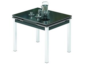 Стол кухонный раздвижной со стеклом прямоугольный 90х70(144) Париж-1 (черное стекло)