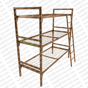 Кровать металлическая трехъярусная с лестницей "КТ-7"