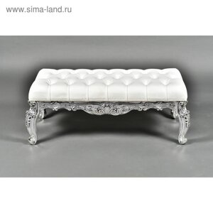 Банкетка большая "Гранд" 1050*400*480 "Серебряный дуб"кожа белая "Честер"