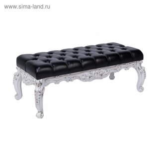 Банкетка большая "Гранд" 1050*400*480 "Серебряный дуб"кожа черная "Честер"