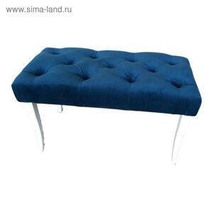 Банкетка большая, ткань энигма, опоры массив, цвет белый/тёмно-бирюзовый