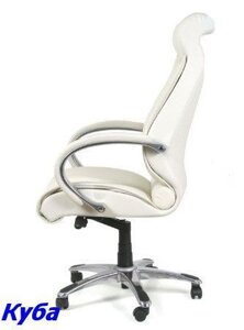 Кресло руководителя Куба эко кожа белая, мтг хром (CHAIRMAN 420)