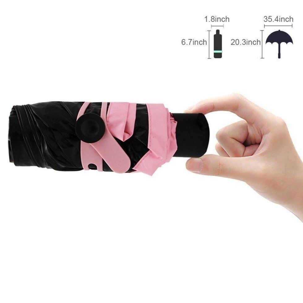 Супер компактный и стильный зонт! Мини зонт Black Lemon, розовый - распродажа