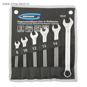 Набор ключей GROSS, комбинированных 8-17 мм, 6 шт., CrV, холодный штамп