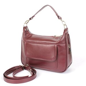 Сумка женская, плечевой ремень, бордовая фантазия