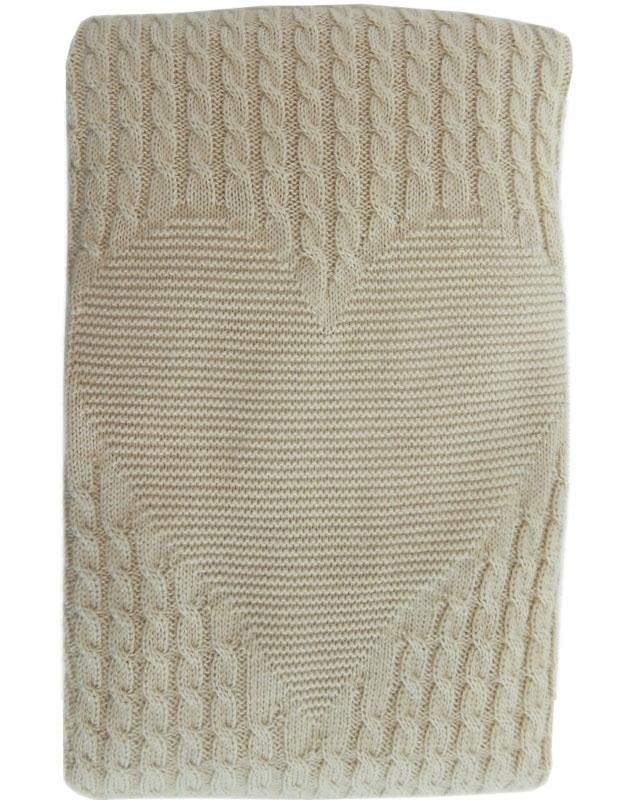 Папитто Плед Сердце вязаный однослойный экрю 90х100 арт. 83 - 100 - фото