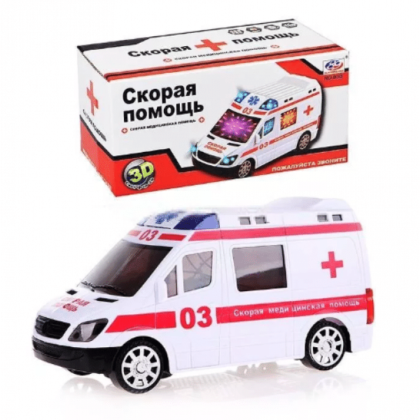 Машина Скорая помощь с световыми и звуковыми эффектами и работает от батареек - отзывы