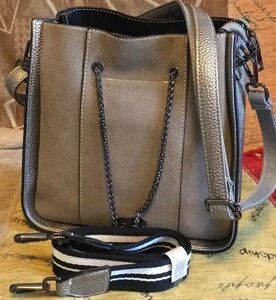 Сумка женская комбинированная замш-кожа (L-6853) (коричневый)