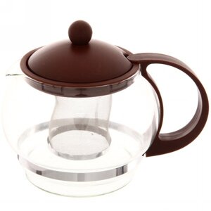 Чайник заварочный стеклянный 700 мл с металлическим ситом круглый