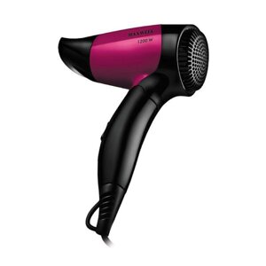 Фен Maxwell MW-2007 BK, 1200 Вт, 2 режима, 2 скорости, чёрно-розовый
