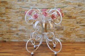 Стеклянный журнальный и кофейный столик с розовыми розами С107-7 WR
