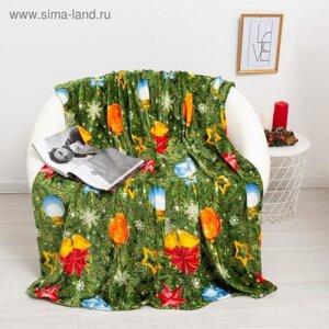 Плед Павлина Новогодняя сказка цв зеленый 150х200см, аэрософт 190г/м, пэ100%