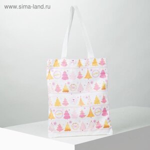 Сумка шоппер новогодняя, 35х0,5х40, отд без молнии, без подклада, белая