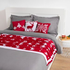 3469300 Вязаный плед Этель «Новогодний орнамент», 110 140 см, полиэстер 100 %