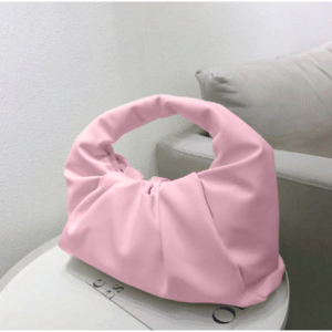 Сумка-облако из мягкой кожи маленького размера (Розовая)