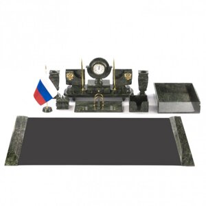 Письменный набор "Директор" из змеевика 9 предметов