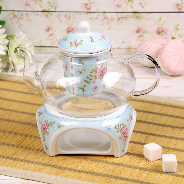 Чайник заварочный 800 мл "Лето", с керамическим ситом и подставкой для подогрева "Лето" - отзывы