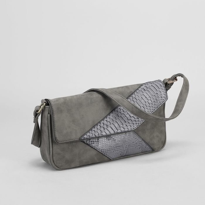 Сумка женская, отдел на молнии, наружный карман, регулируемый ремень, цвет серый - акции