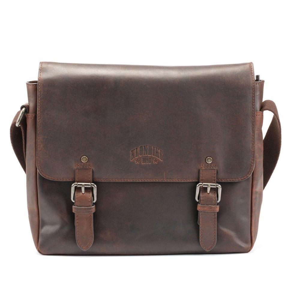 Сумка через плечо KLONDIKE DIGGER «Joe», натуральная кожа в темно-коричневом цвете, 28 x 32 x 8 см KD1050 - 03 - выбрать