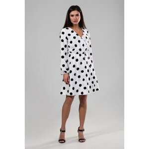 Платье женское MIST на запахе в горох, р-р 40-42, белый