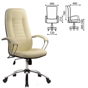 Кресло руководителя МЕТТА BK-2CH кожа хром бежевое