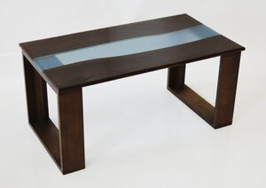 Стол-река из массива и полимерной смолы журнальный "Elbe