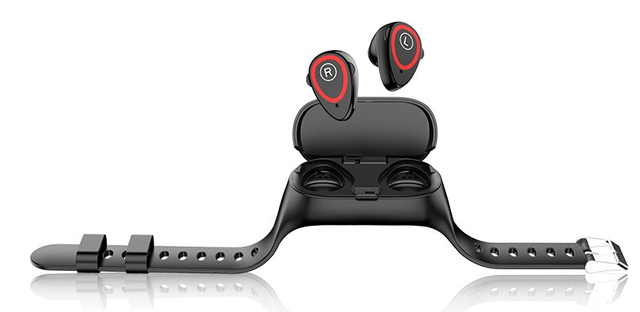 Смарт-часы 2 в 1 - Фитнес-браслет + наушники, чёрный Смарт-часы 2 в 1 - Фитнес-браслет + наушники, чёрный